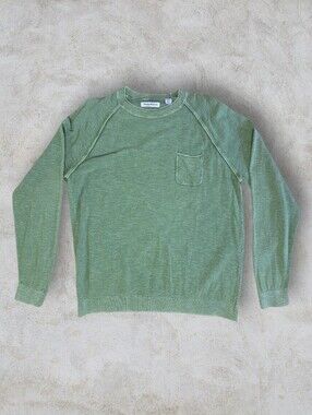 Tommy Bahama Green Textured Cotton Knit Crewneck Sweater Size Large